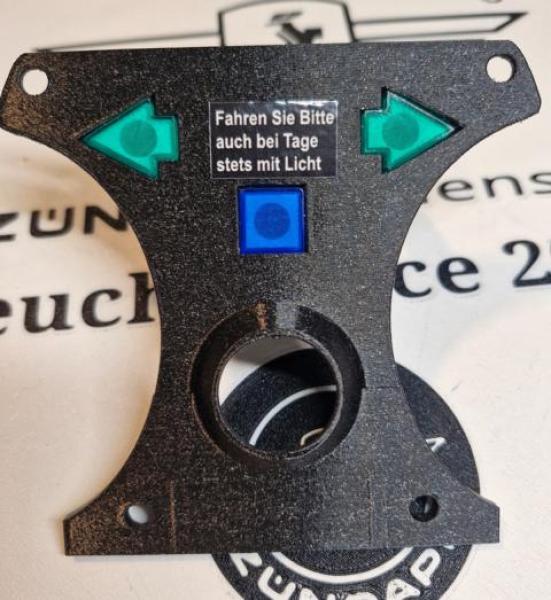Zündapp Cockpit Platte mit nur 3 Kontroll Leuchten ! ET : 529-16.138 aus PETG Struktur